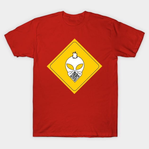 Mohawk Alien Road Sign T-Shirt by AccuracyThird